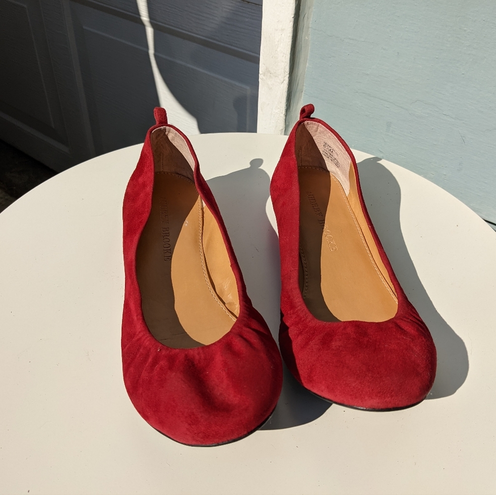 Audrey Brooke Red Suede Ballet flats